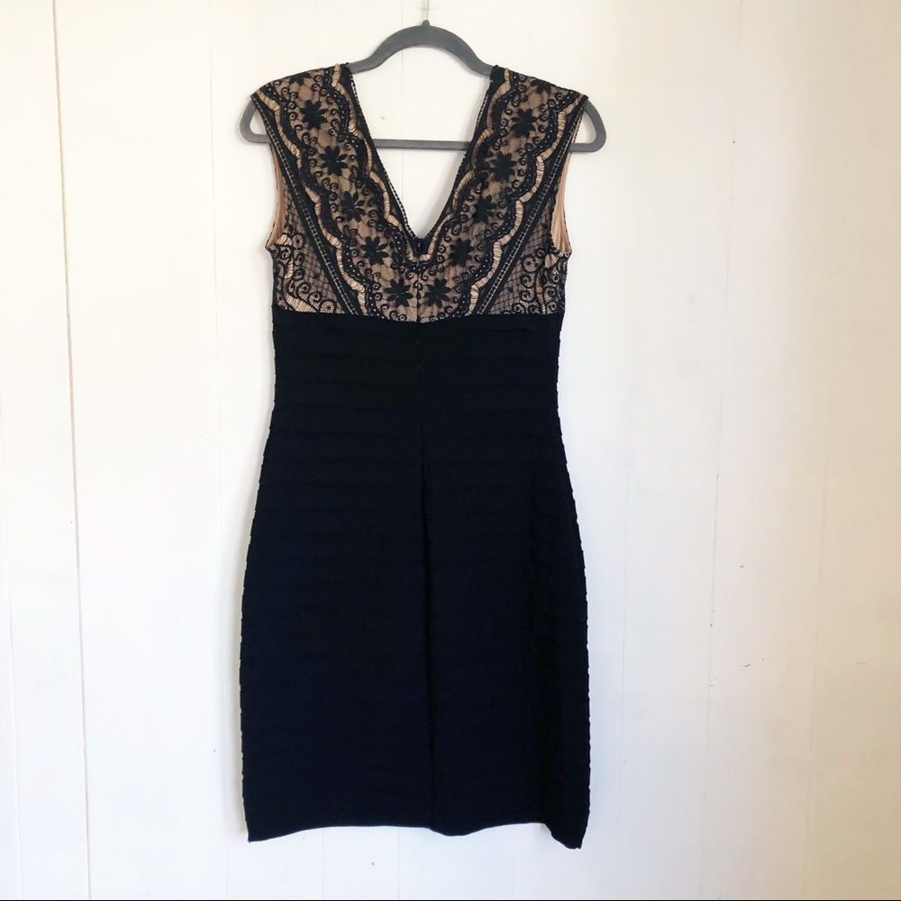 Adrianna Papell Black Cocktail Lace Top Dress - Picture 2 of 5
